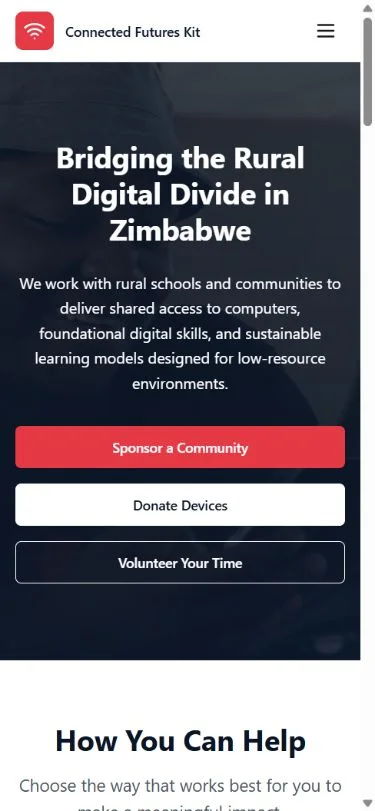 Connected Futures Kit actual responsive mobile website