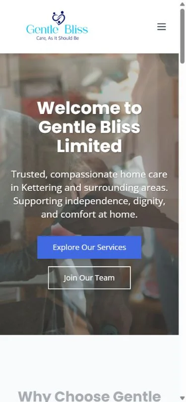 Gentle Bliss actual responsive mobile website