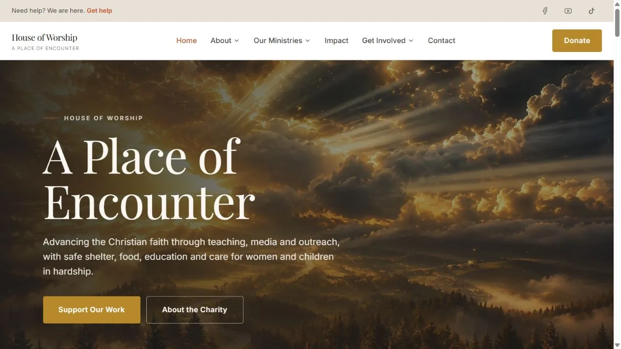 House of Worship desktop interface